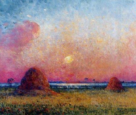 unknow artist Wheat Stack at Sunset oil painting picture